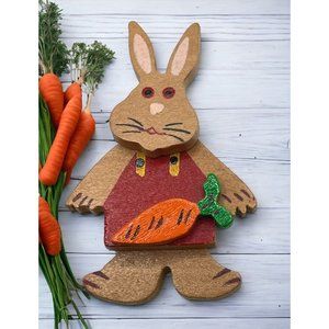 Easter Bunny Movable Refrigerator Magnet Vintage Farmer Rabbit Country Garden